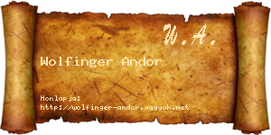 Wolfinger Andor névjegykártya